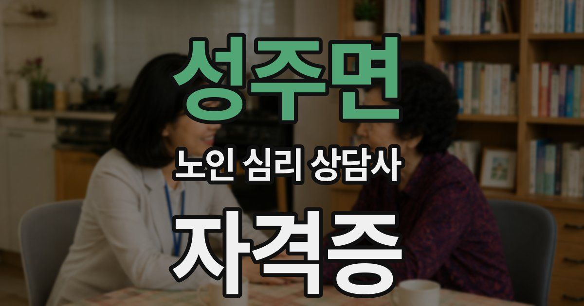 성주면 노인 심리 상담사 자격증