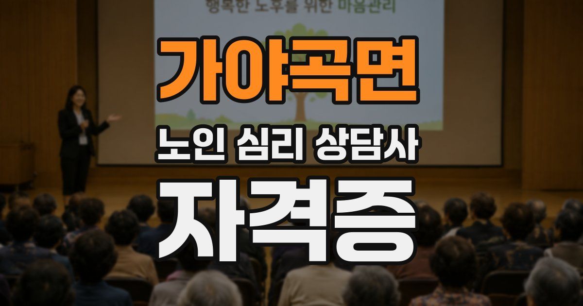 가야곡면 노인 심리 상담사 자격증