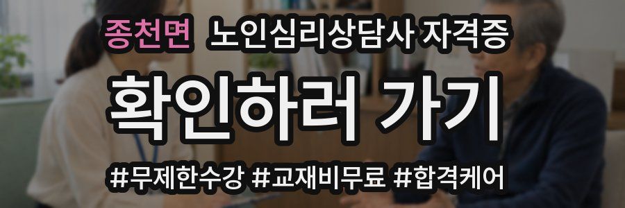 종천면 노인 심리 상담사 자격증