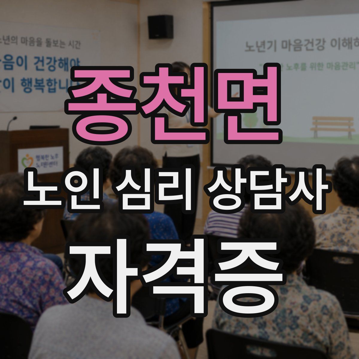 종천면 노인 심리 상담사 자격증