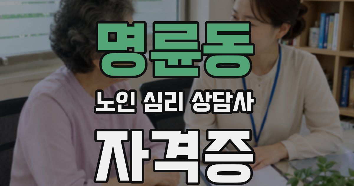 명륜동 노인 심리 상담사 자격증