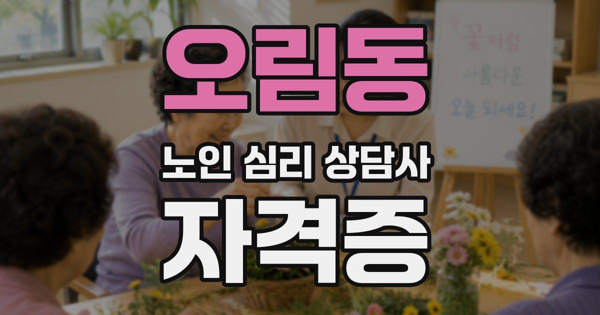 오림동 노인 심리 상담사 자격증
