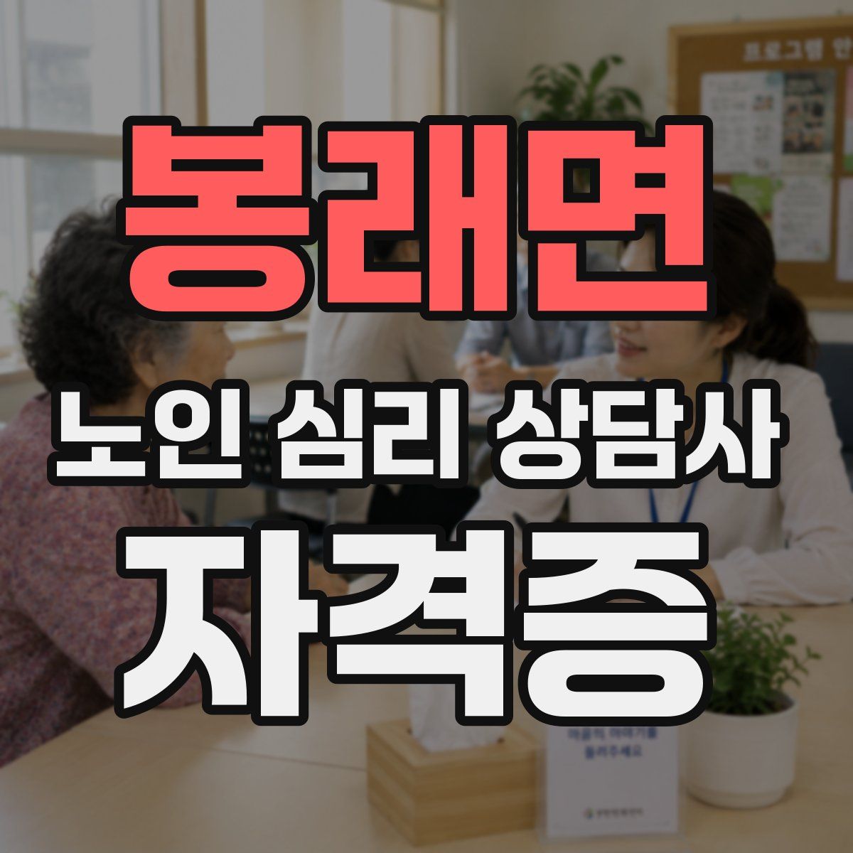 봉래면 노인 심리 상담사 자격증