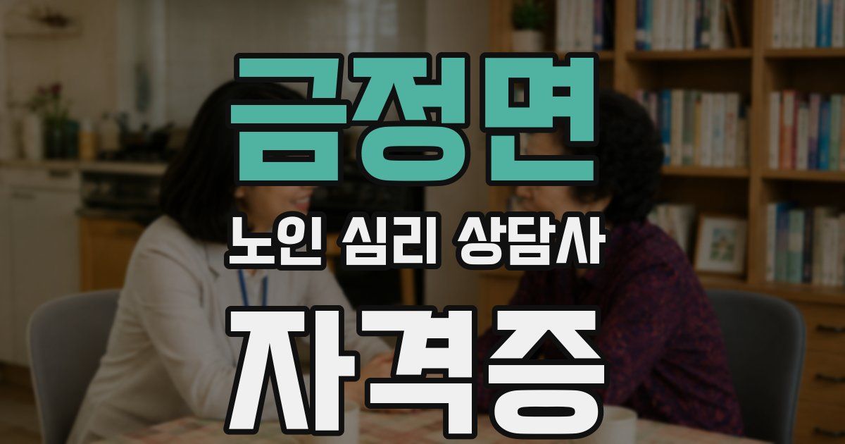 금정면 노인 심리 상담사 자격증