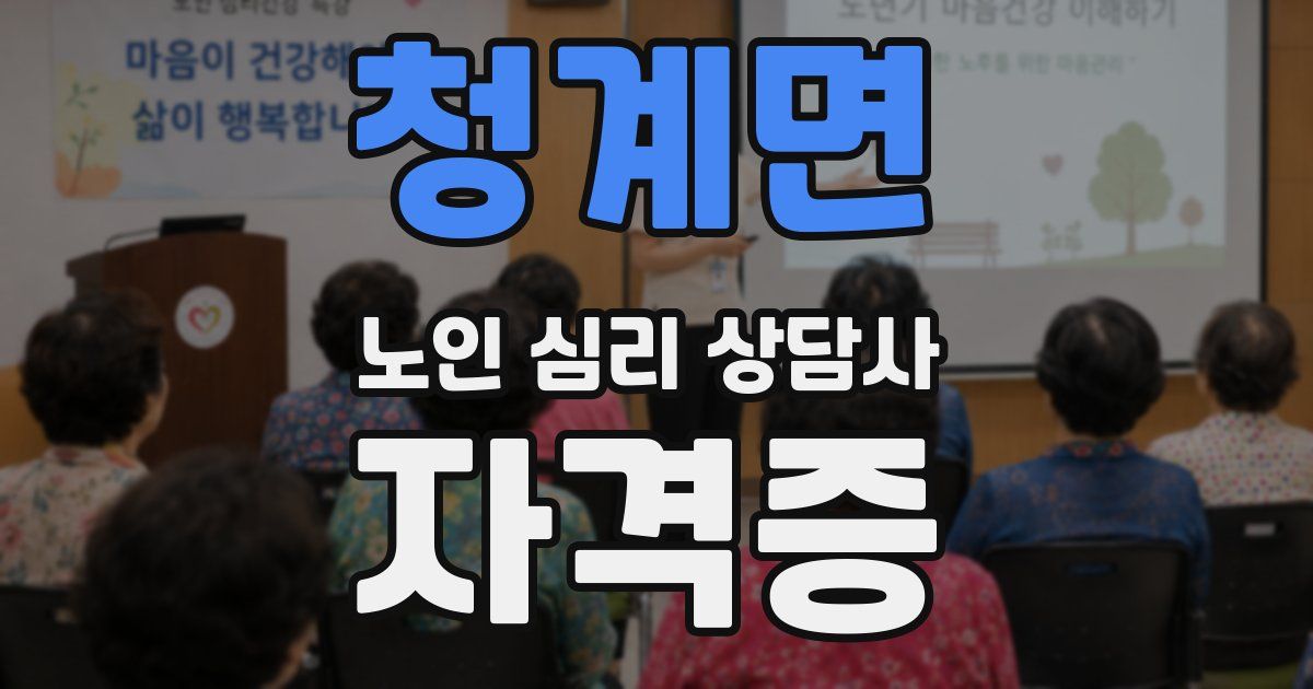 청계면 노인 심리 상담사 자격증