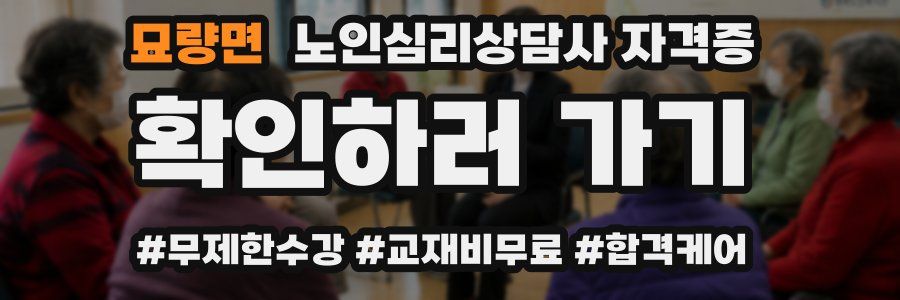 묘량면 노인 심리 상담사 자격증