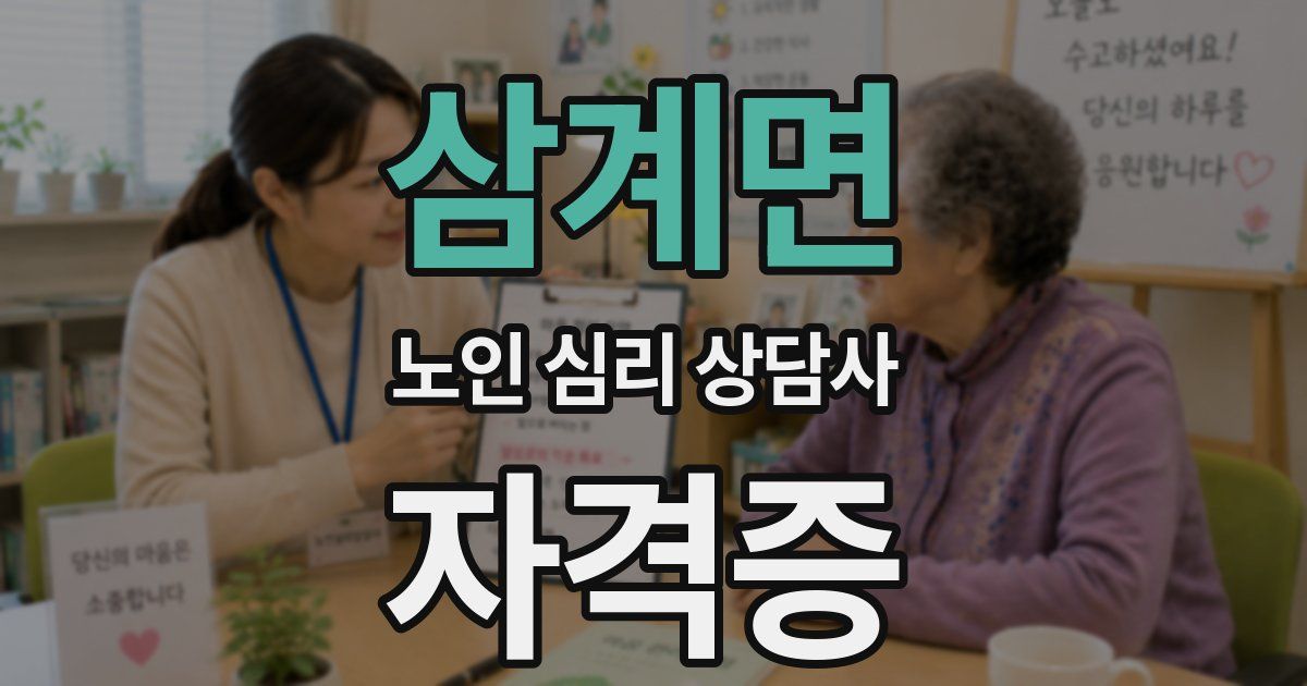 삼계면 노인 심리 상담사 자격증
