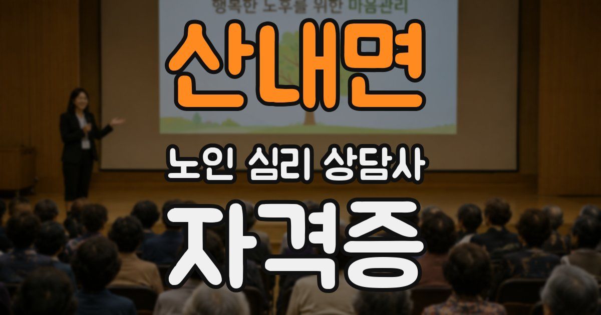 산내면 노인 심리 상담사 자격증