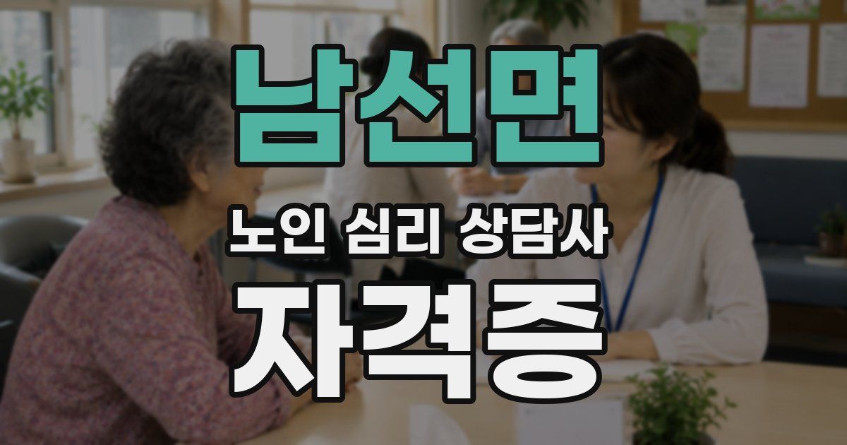 남선면 노인 심리 상담사 자격증