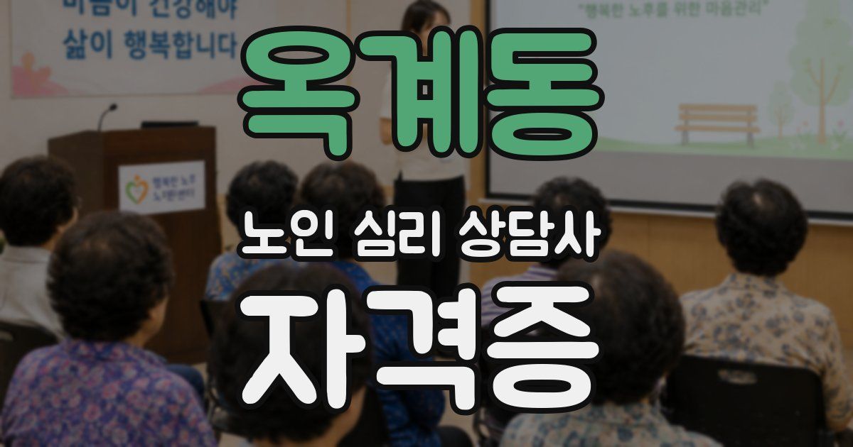 옥계동 노인 심리 상담사 자격증