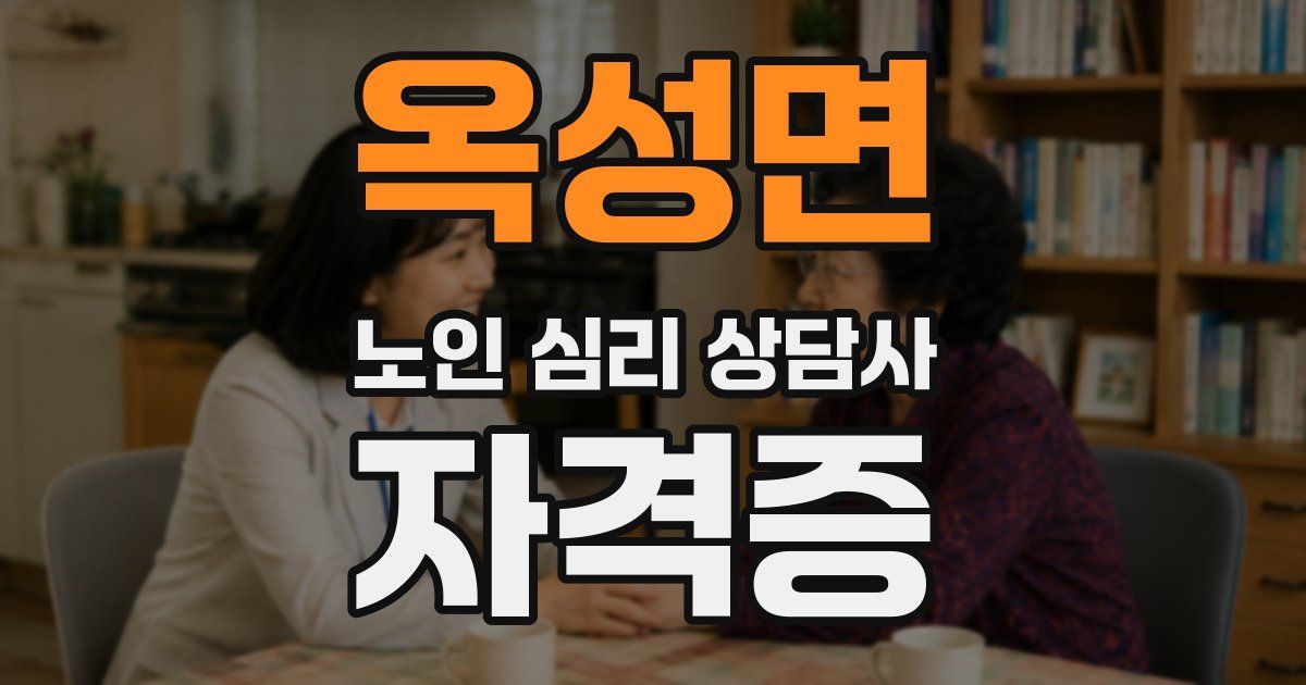 옥성면 노인 심리 상담사 자격증