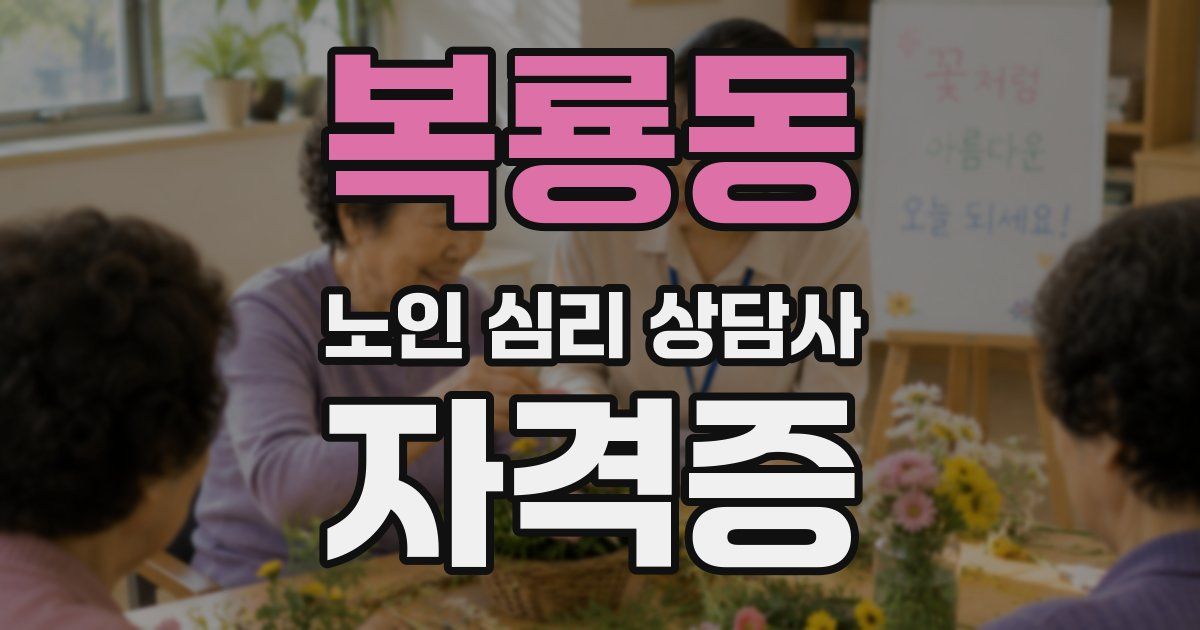 복룡동 노인 심리 상담사 자격증