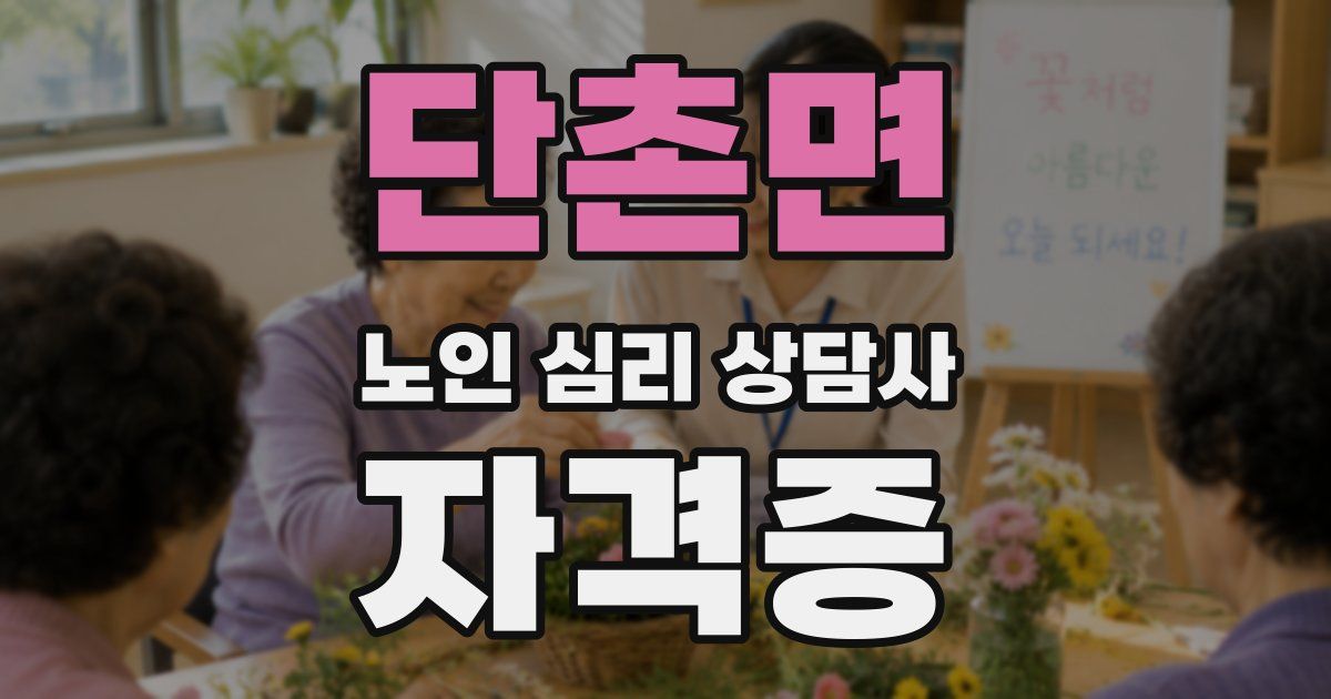 단촌면 노인 심리 상담사 자격증