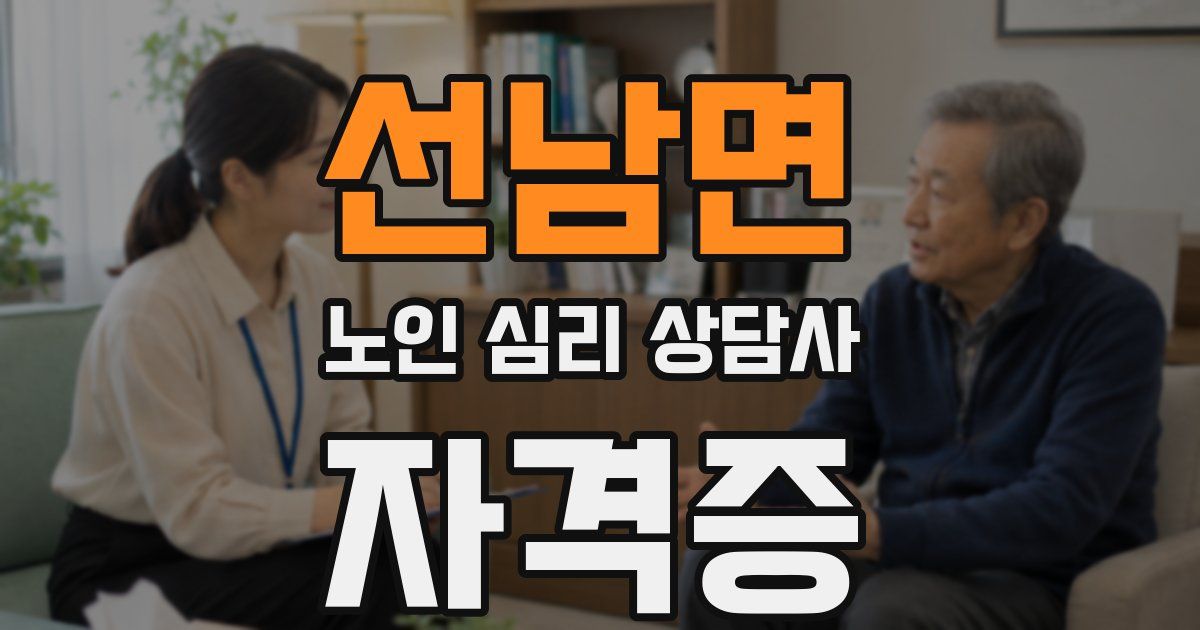 선남면 노인 심리 상담사 자격증