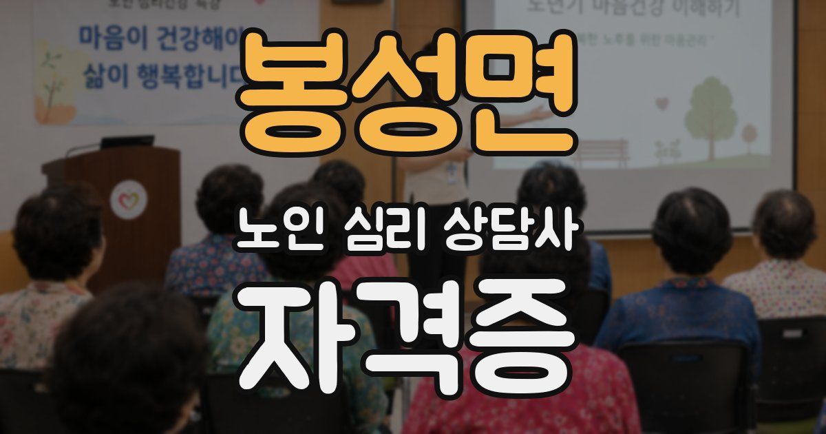 봉성면 노인 심리 상담사 자격증