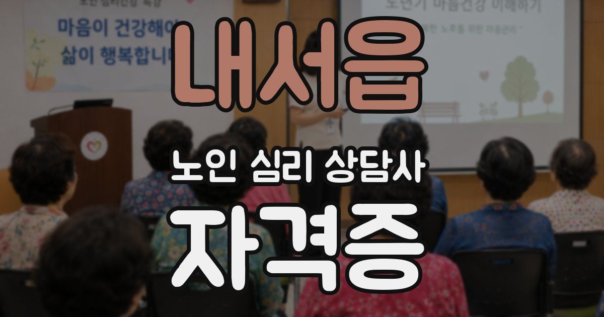 내서읍 노인 심리 상담사 자격증