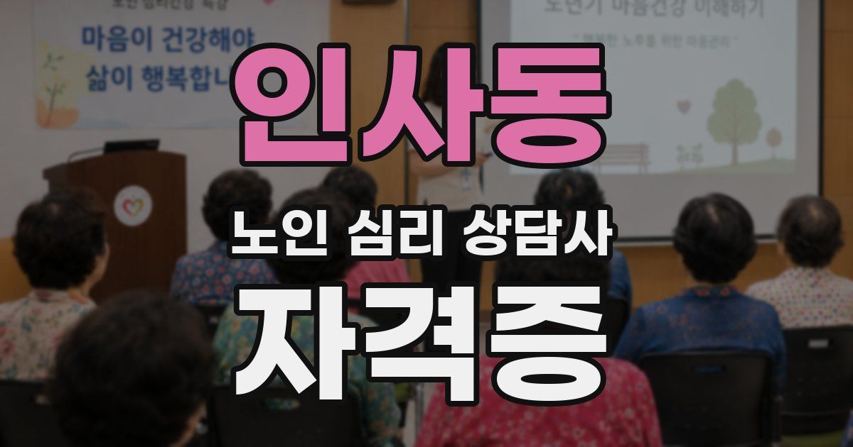 인사동 노인 심리 상담사 자격증