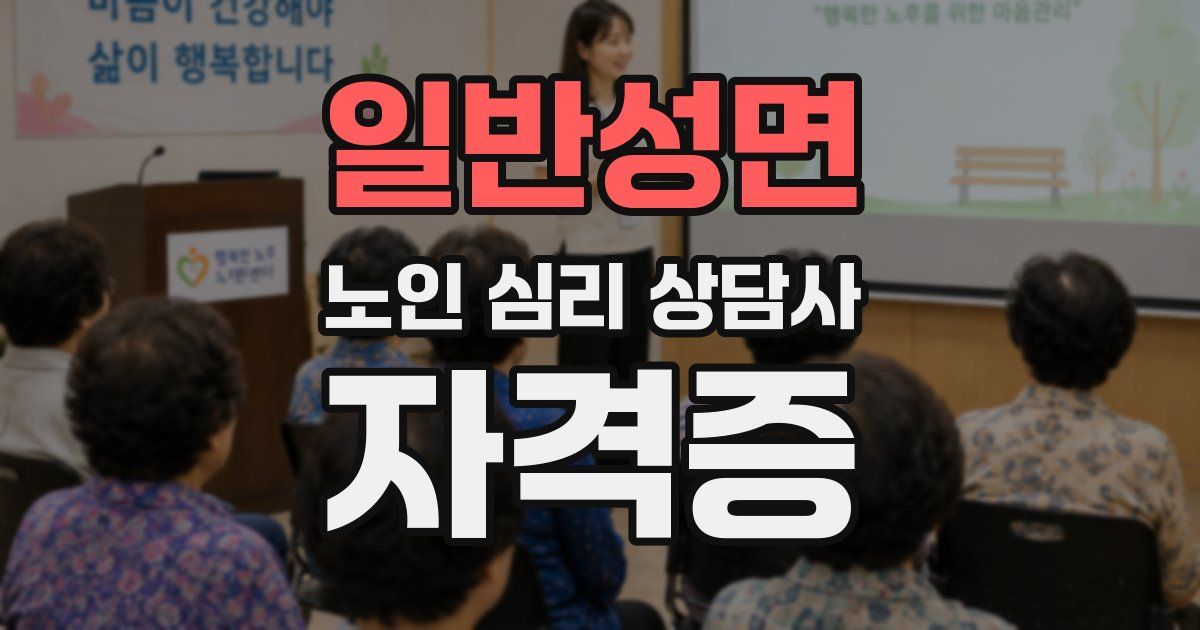 일반성면 노인 심리 상담사 자격증