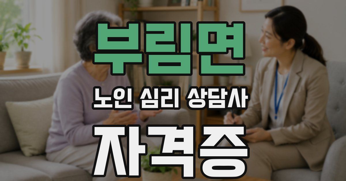 부림면 노인 심리 상담사 자격증