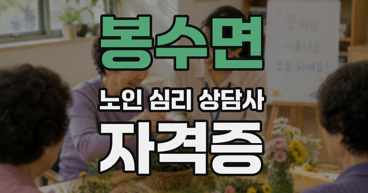 봉수면 노인 심리 상담사 자격증
