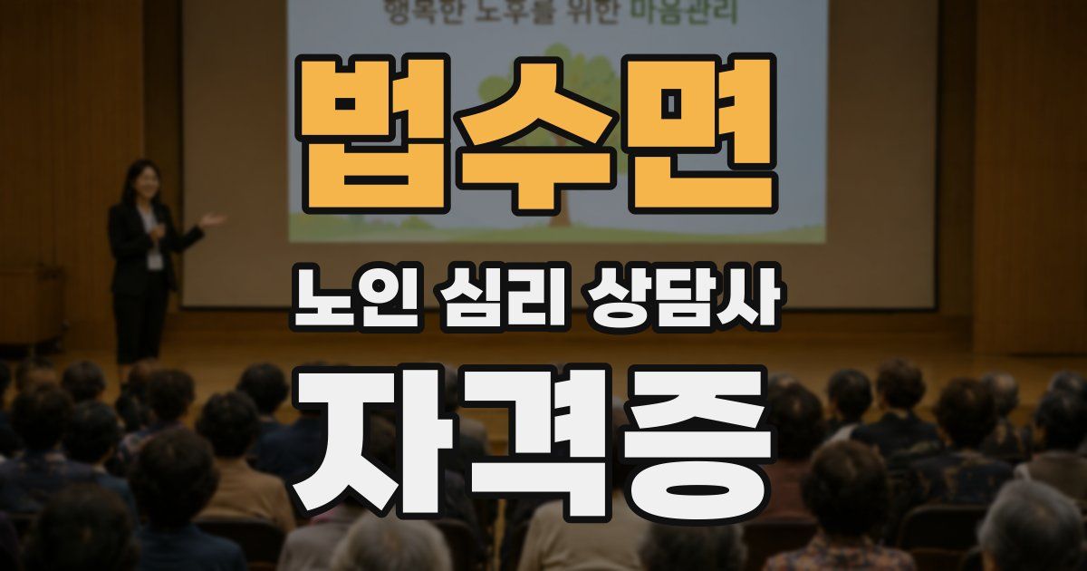 법수면 노인 심리 상담사 자격증