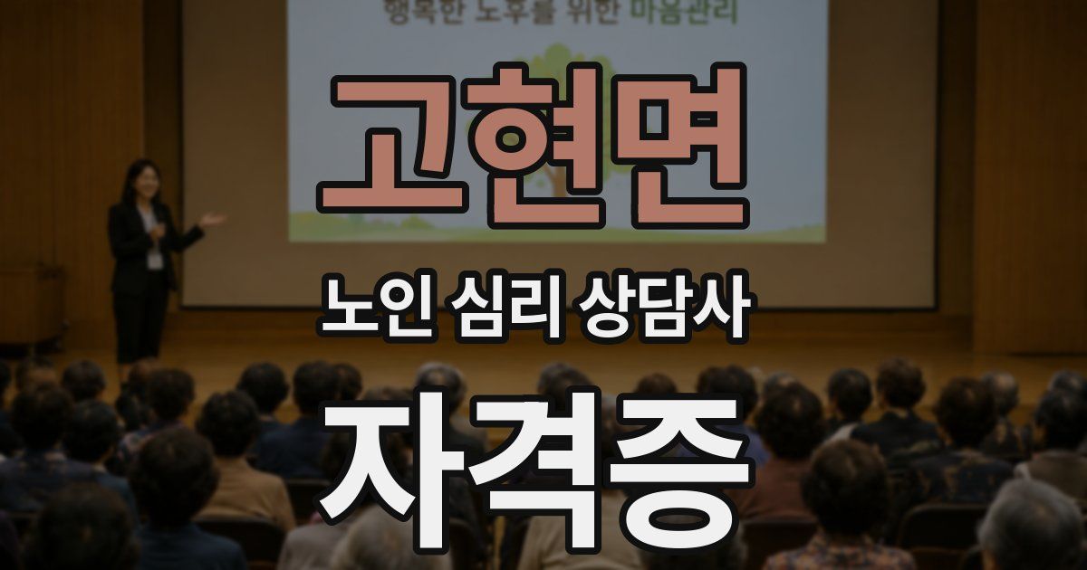 고현면 노인 심리 상담사 자격증