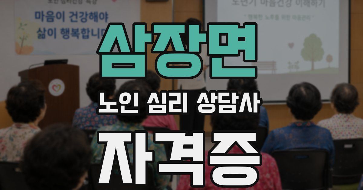 삼장면 노인 심리 상담사 자격증