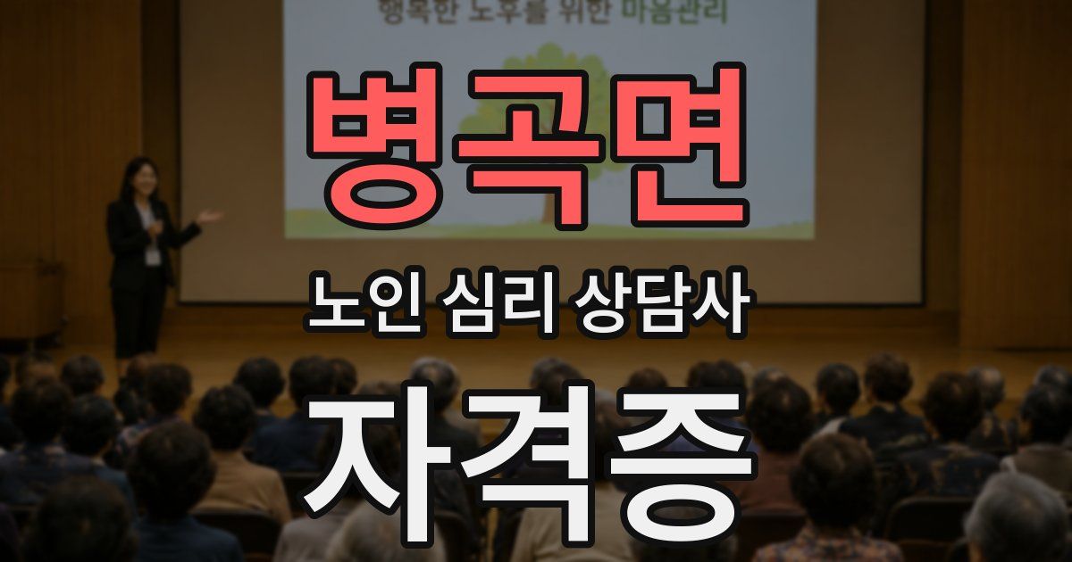 병곡면 노인 심리 상담사 자격증