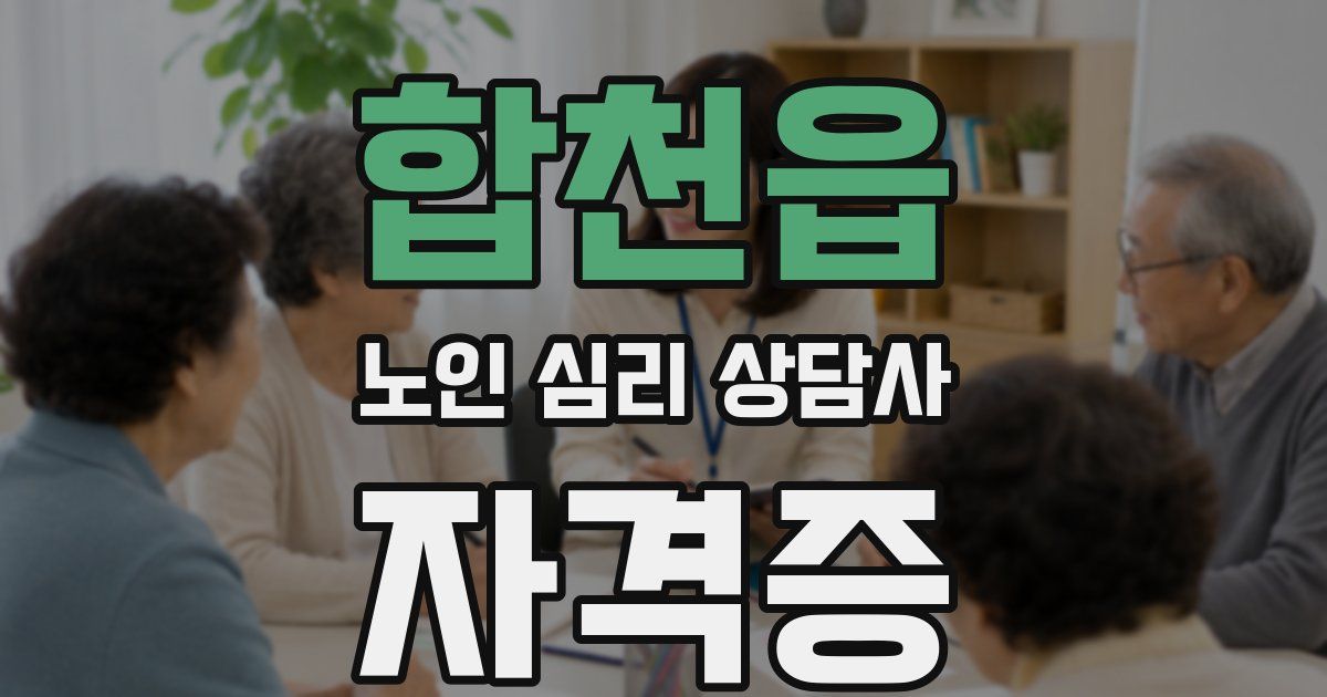 합천읍 노인 심리 상담사 자격증
