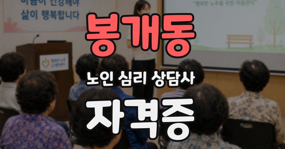 봉개동 노인 심리 상담사 자격증