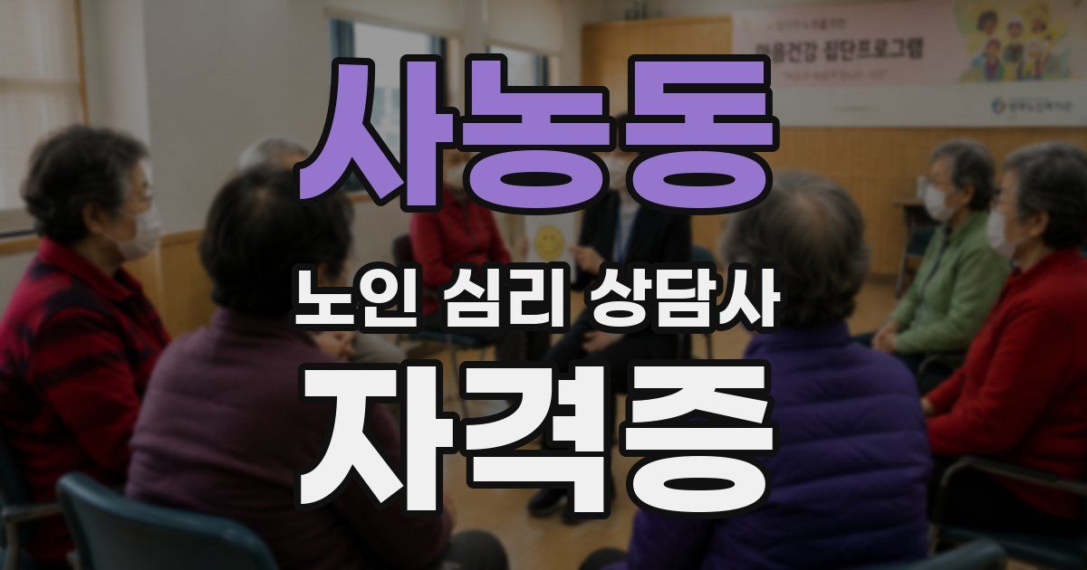 사농동 노인 심리 상담사 자격증