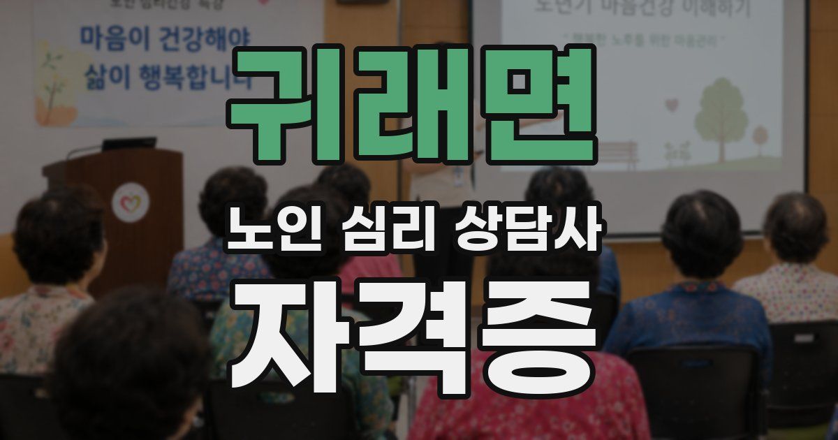 귀래면 노인 심리 상담사 자격증