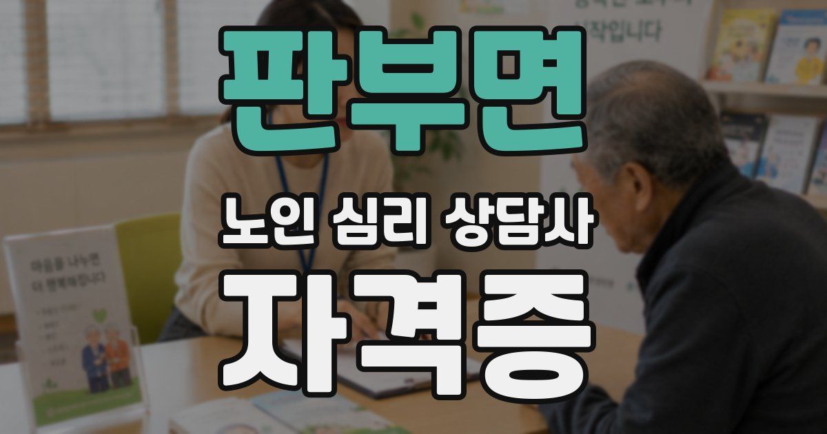 판부면 노인 심리 상담사 자격증