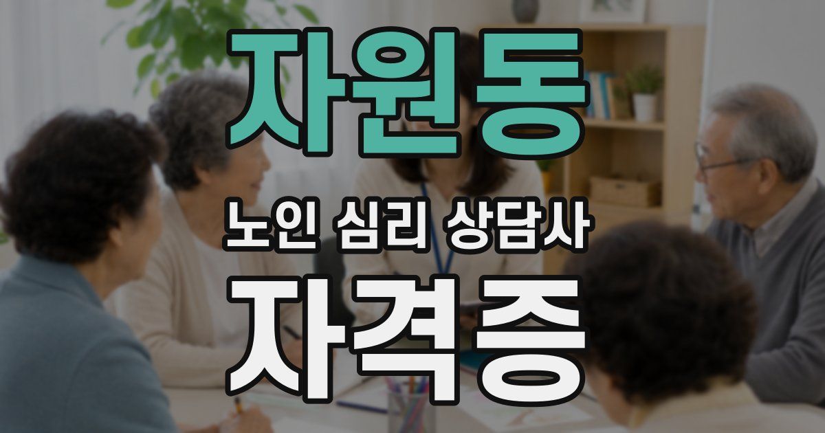 자원동 노인 심리 상담사 자격증
