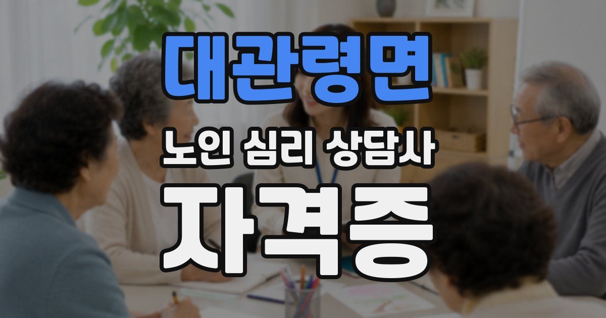 대관령면 노인 심리 상담사 자격증
