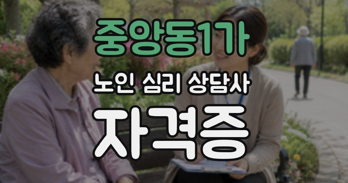중앙동1가 노인 심리 상담사 자격증