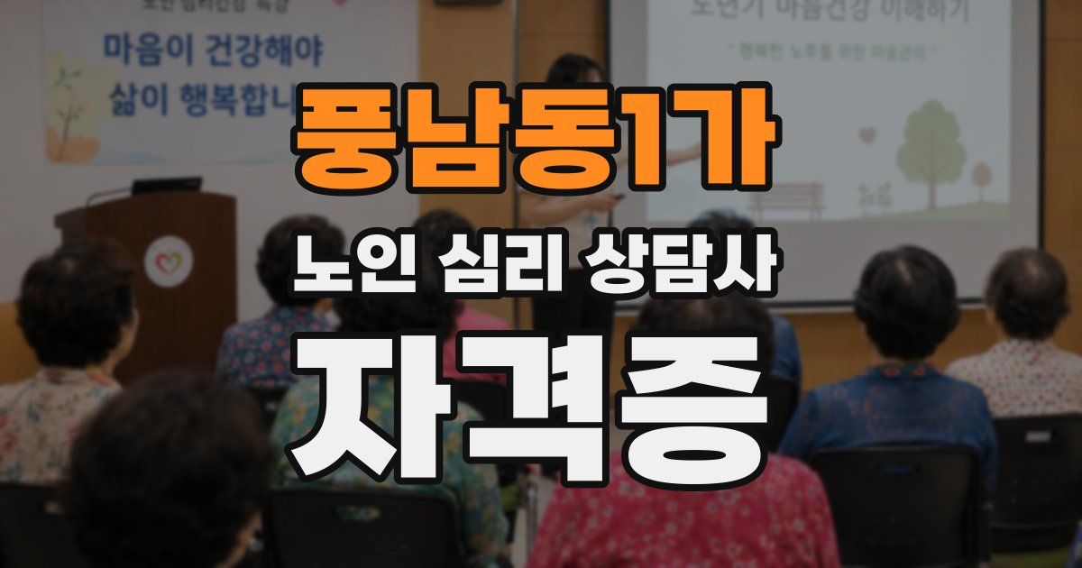 풍남동1가 노인 심리 상담사 자격증