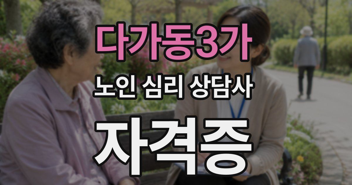 다가동3가 노인 심리 상담사 자격증