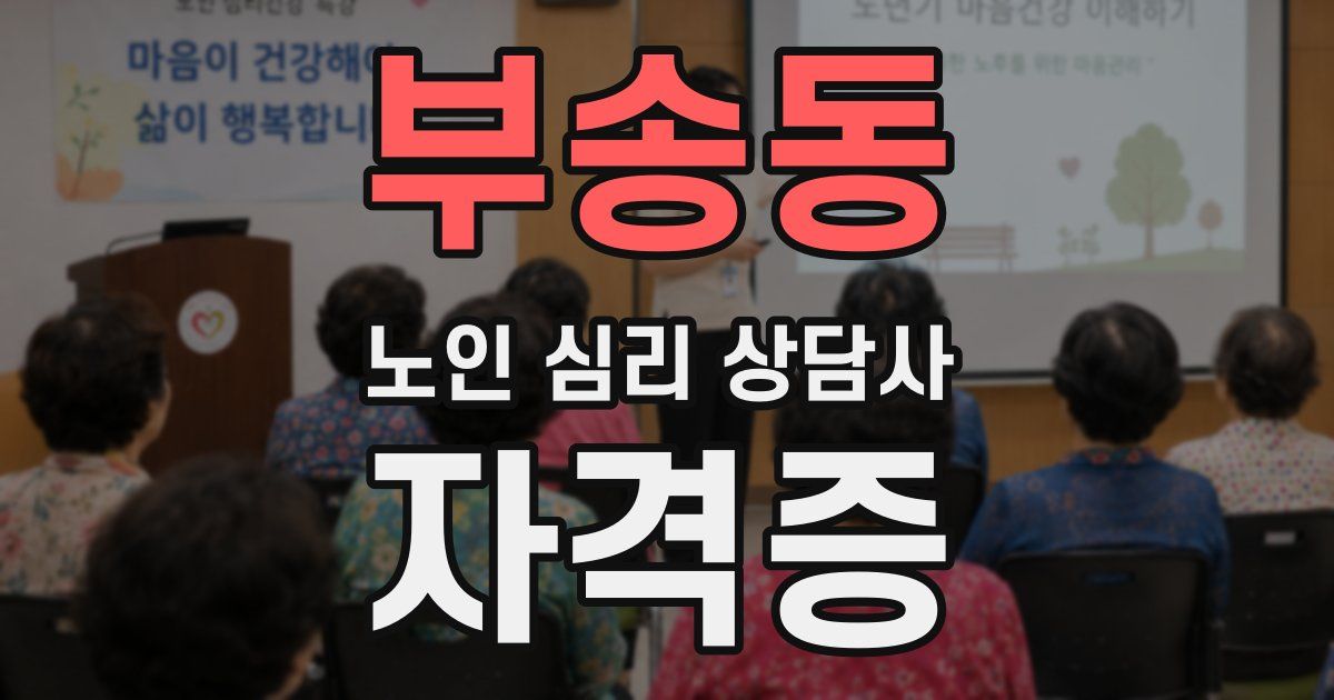 부송동 노인 심리 상담사 자격증