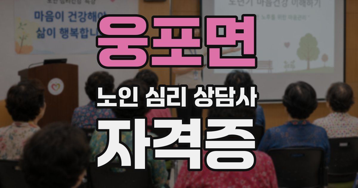 웅포면 노인 심리 상담사 자격증