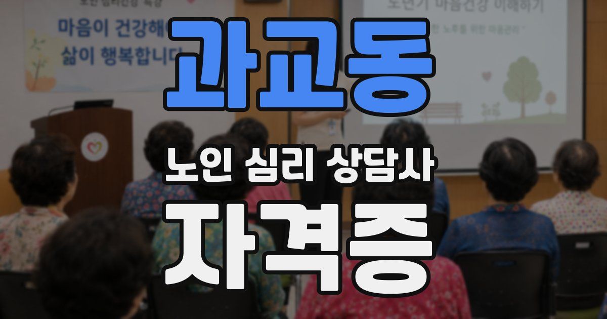과교동 노인 심리 상담사 자격증