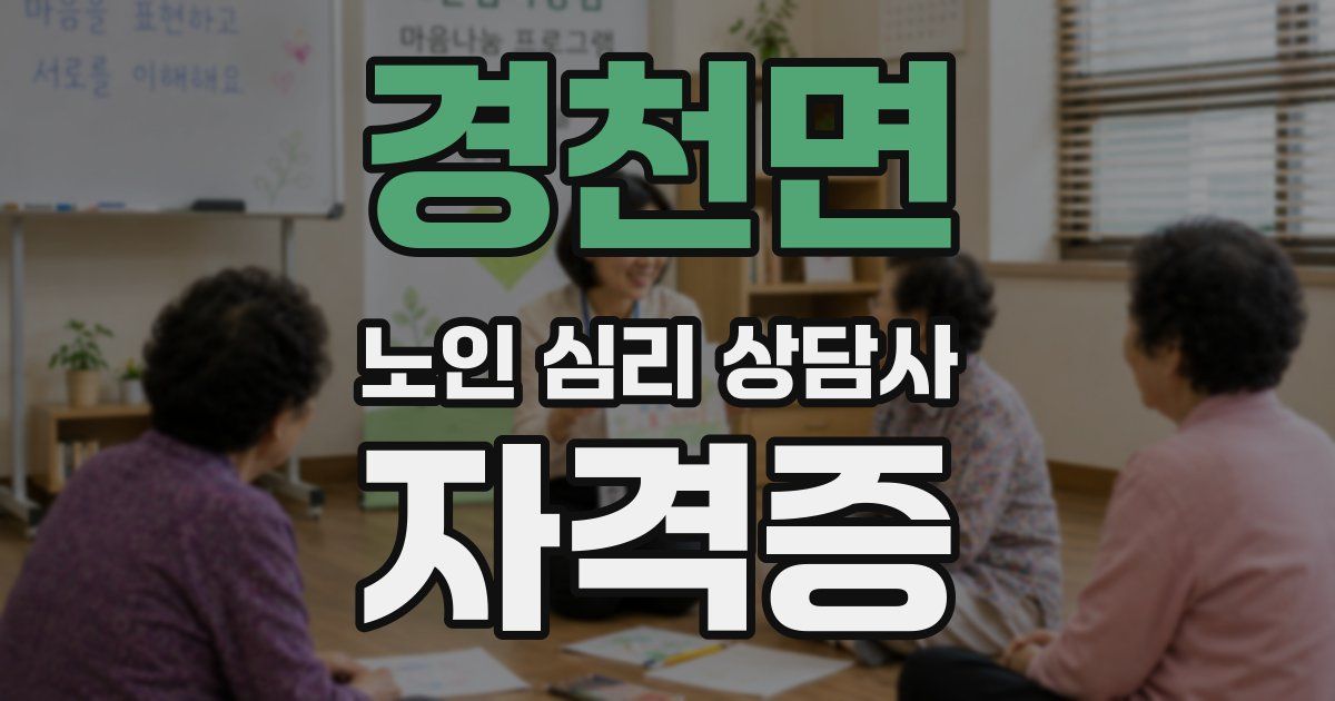 경천면 노인 심리 상담사 자격증