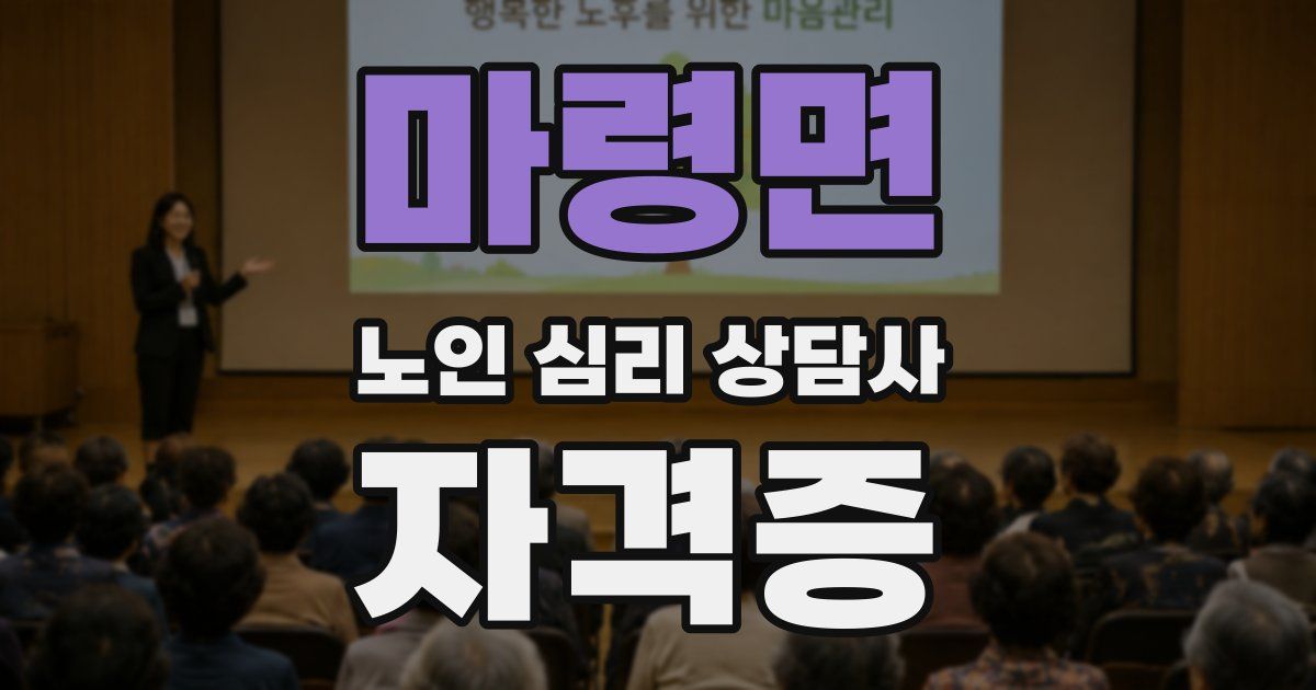 마령면 노인 심리 상담사 자격증