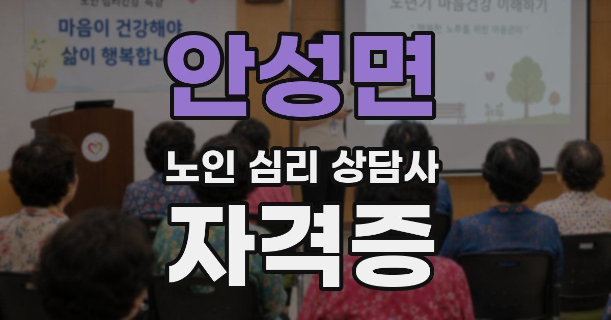 안성면 노인 심리 상담사 자격증