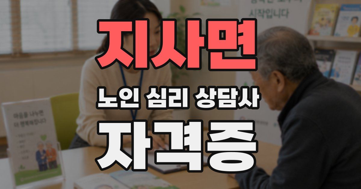 지사면 노인 심리 상담사 자격증