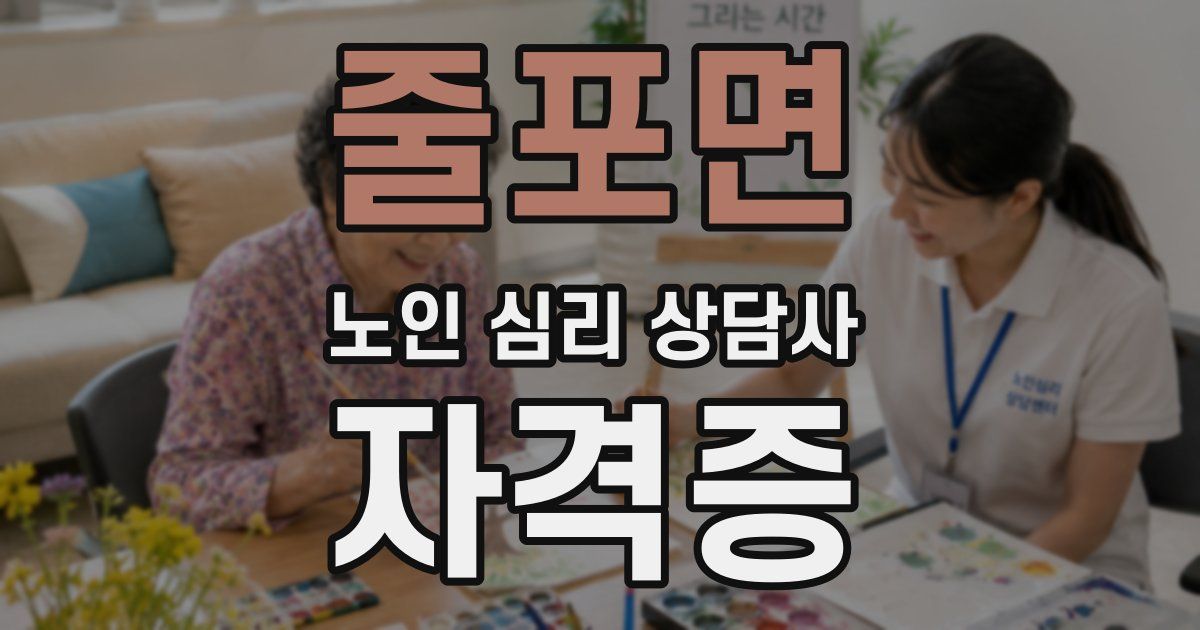 줄포면 노인 심리 상담사 자격증