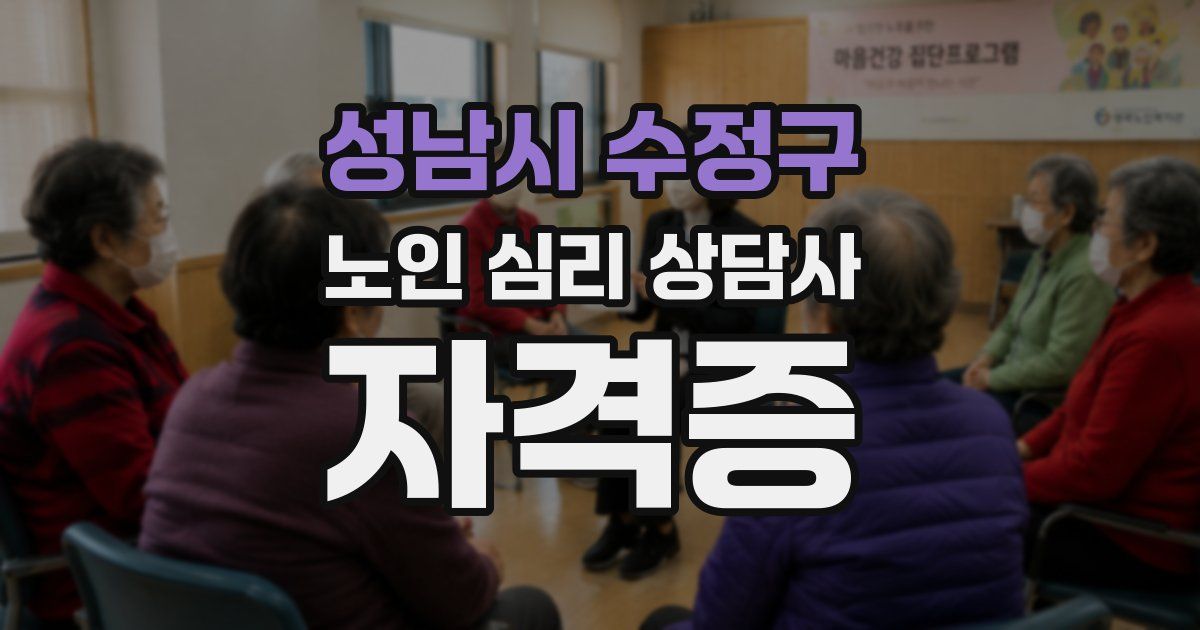 성남시 수정구 노인 심리 상담사 자격증