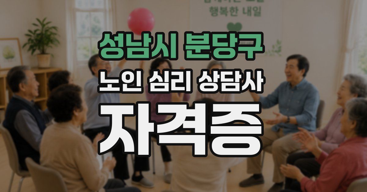 성남시 분당구 노인 심리 상담사 자격증
