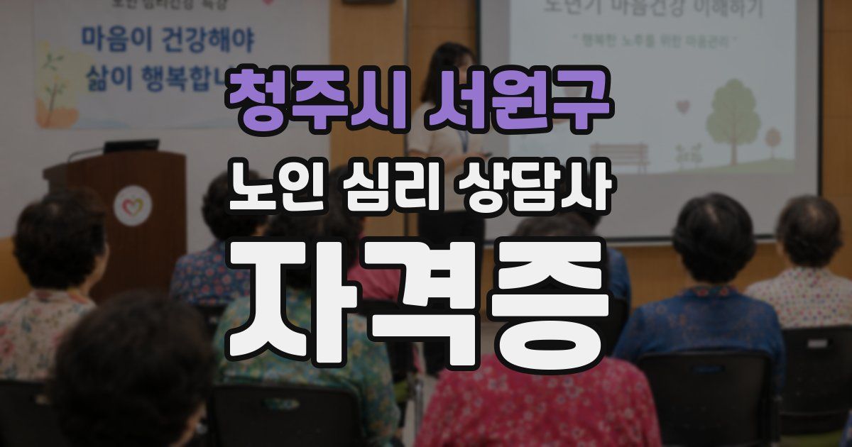 청주시 서원구 노인 심리 상담사 자격증