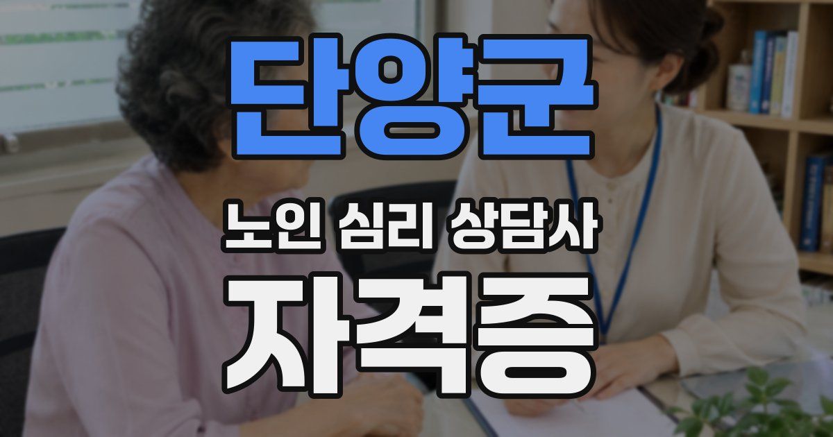 단양군 노인 심리 상담사 자격증